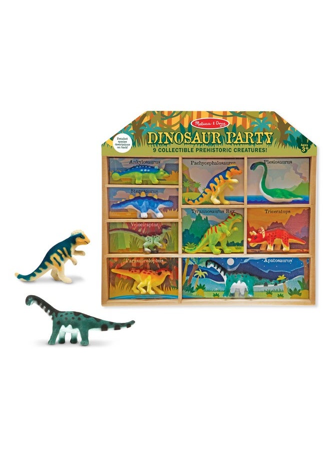 Dinosaur Party Play Set 9 Collectible Miniature Dinosaurs In A Case