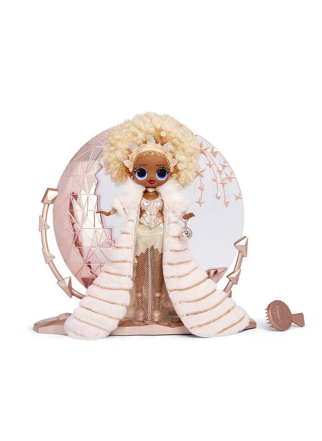 Holiday Omg 2021 Collector Nye Queen Fashion Doll With Gold Fashions Accessories New Year'S Celebration Outfit Light Up Stand Gift For Kids & Collectors Toys Girls Ages 4 5 6 7+