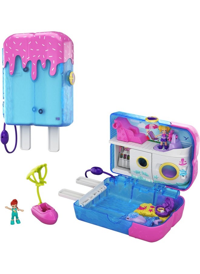 Playset Travel Toy With 2 Micro Dolls & Water Play Accessories Pocket World Sweet Sails Cruise Ship Compact