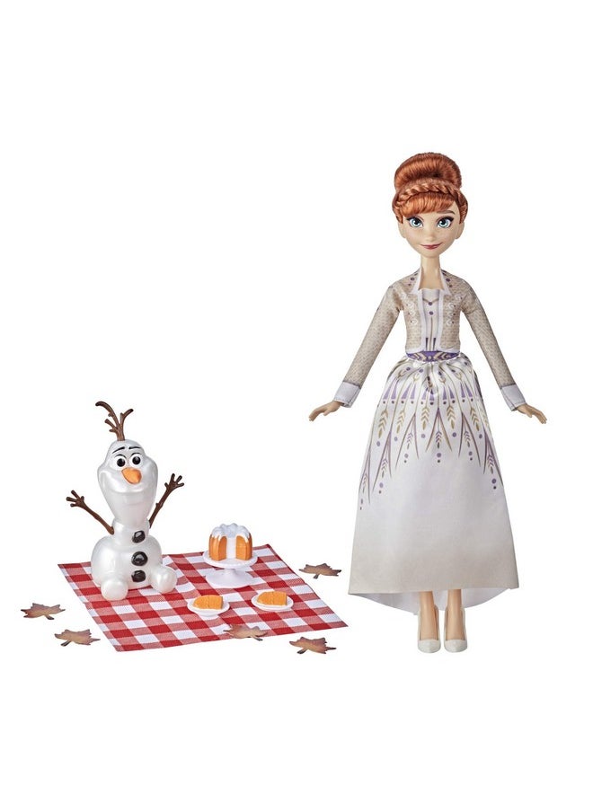 2 Anna And Olaf'S Autumn Picnic Olaf Doll Anna Doll With Dress And Fashion Doll Accessories Toy For Kids 3 Years Old And Up White