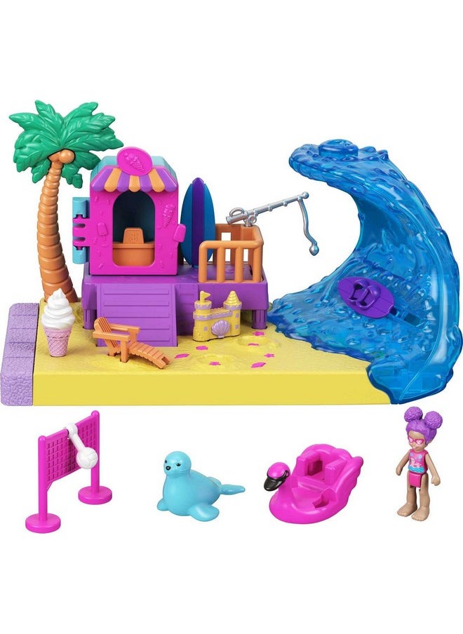 Pollyville Sunshine Beach Playset Micro Doll Animal Figure Great Gift For Ages 4 Years Old & Up