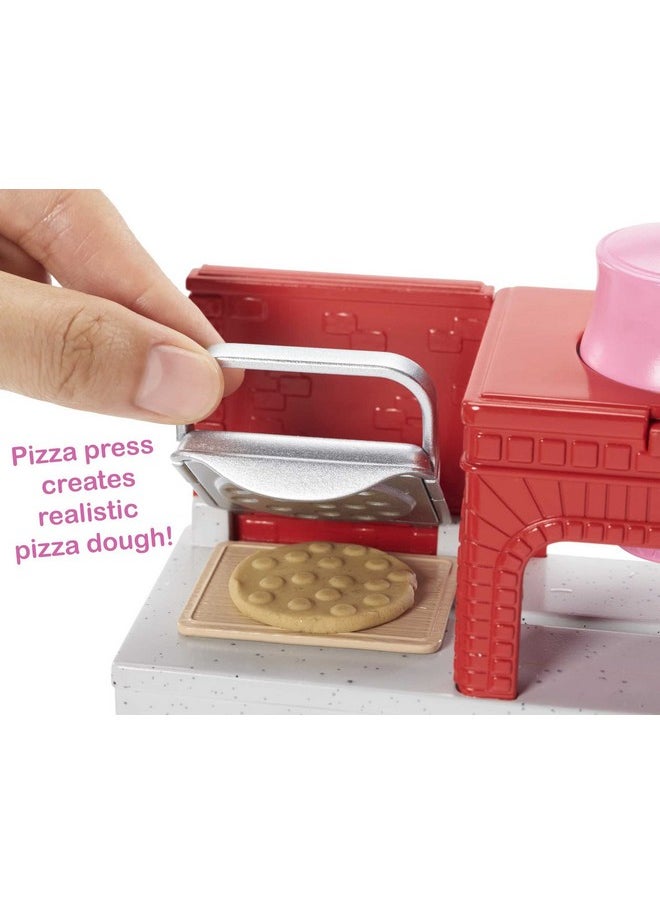 Pizza Chef Doll & Playset Toy Oven & Counter With Sliding Conveyer Belt Molds 3 Dough Colors & Accessories