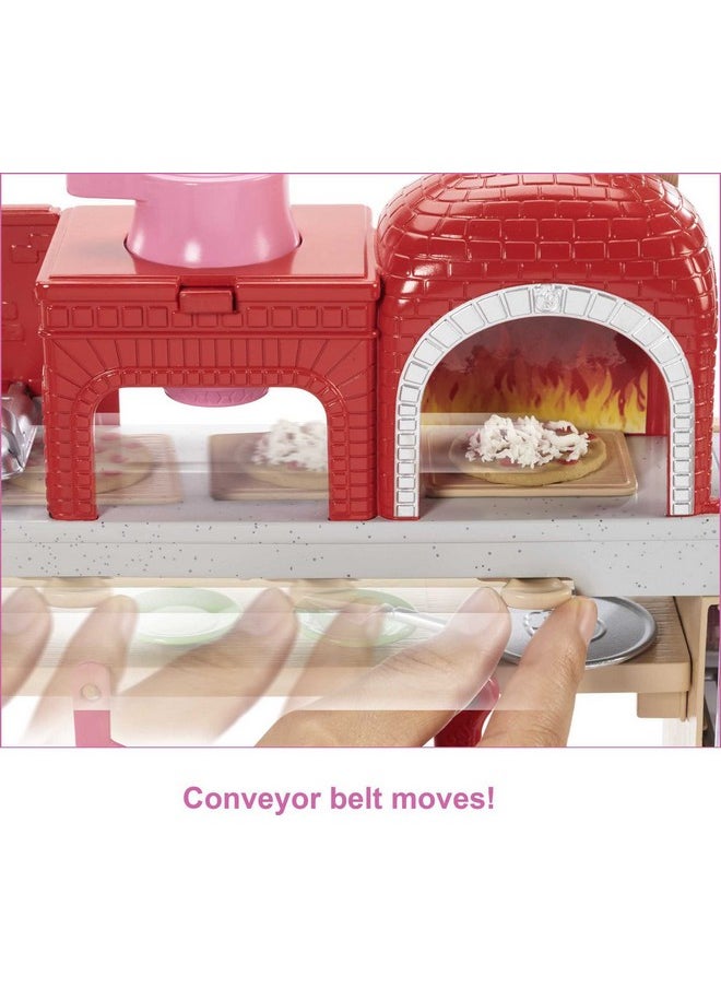 Pizza Chef Doll & Playset Toy Oven & Counter With Sliding Conveyer Belt Molds 3 Dough Colors & Accessories