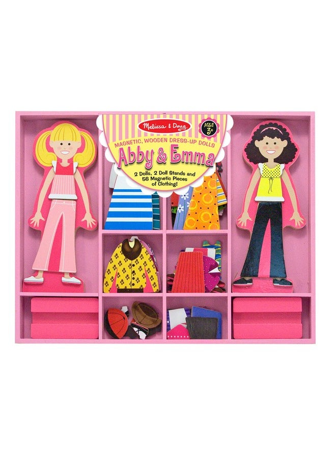 Abby And Emma Deluxe Magnetic Wooden Dressup Dolls Play Set (55+ Pcs)