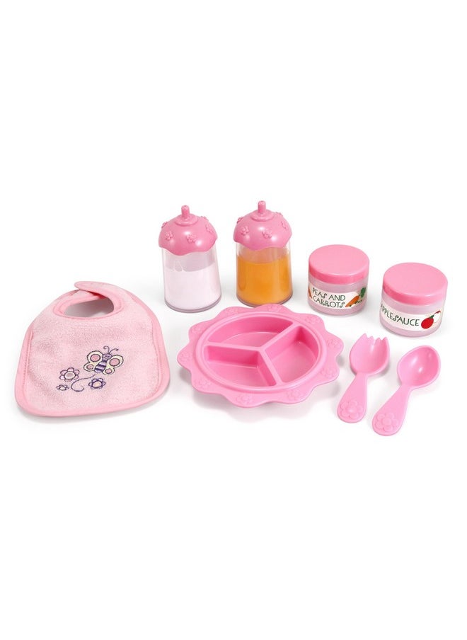 Mine To Love Time To Eat Doll Accessories Feeding Set (8 Pcs) Pink