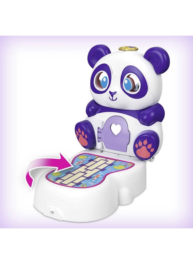 Gtm58 Flip & Find Panda Compact, Flip Feature Creates Dual Play Surfaces, Micro Doll, Panda Figure & Surprise Reveals, Great Gift For Ages 4 Years Old & Up, 10.0 Cm*5.0 Cm*9.0 Cm