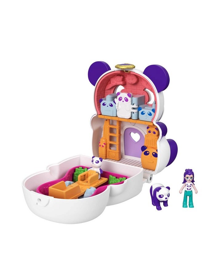 Gtm58 Flip & Find Panda Compact, Flip Feature Creates Dual Play Surfaces, Micro Doll, Panda Figure & Surprise Reveals, Great Gift For Ages 4 Years Old & Up, 10.0 Cm*5.0 Cm*9.0 Cm