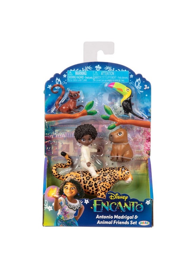 Disney Encanto - Jk225581 - Antonio + Animals Figurine Set - Antonio Madrigal & 1 Jaguar, 1 Toucan, 1 Capybara And 1 Coati