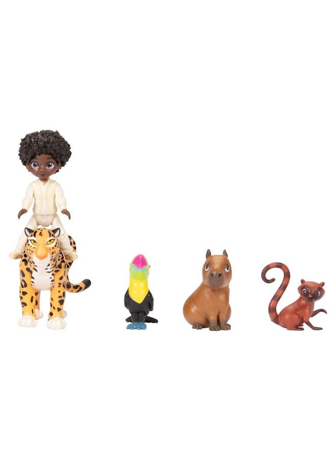 Disney Encanto - Jk225581 - Antonio + Animals Figurine Set - Antonio Madrigal & 1 Jaguar, 1 Toucan, 1 Capybara And 1 Coati