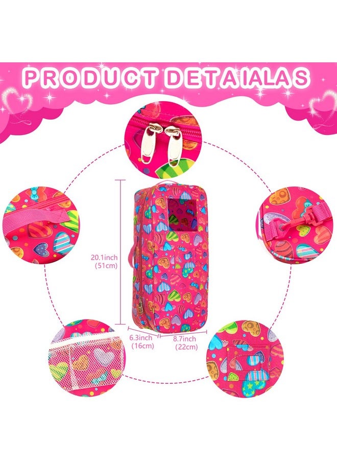 Dolls Travel Carrier Case With 7 Pcs 18 Inch Doll Clothes And Accessories,Girl Doll Bag For 16-18 Inch Dolls,Doll Storage Case Organizer For Doll Accessories(No Doll)