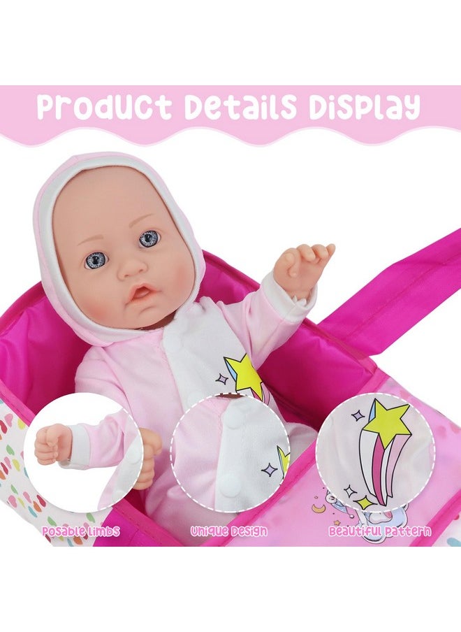 12 Inch Baby Doll With Bassinet Bed, Soft 12In Baby Doll And Accessories Includes 12