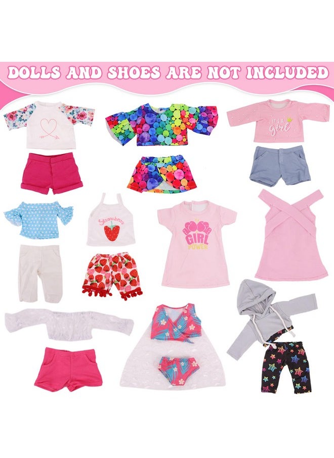 18 Pcs American 18 Inch Doll Clothes,10 Sets Girl Doll Clothing And Accessories Outfits For 18 Inch Girl Doll,Including Dress,Shorts,Swimsuits (No Doll)
