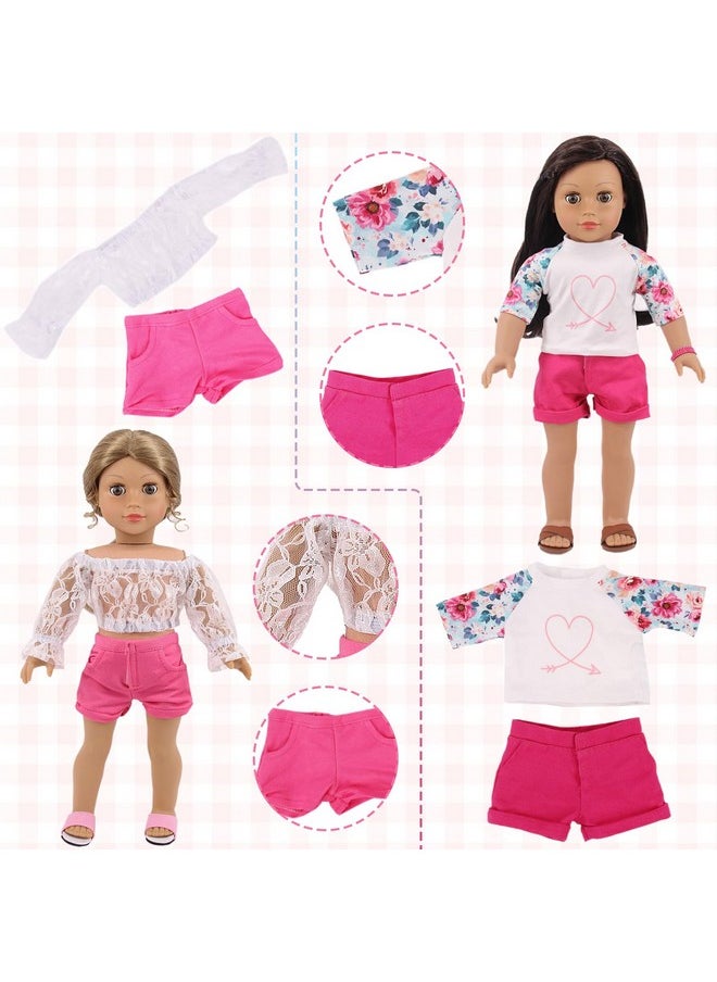 18 Pcs American 18 Inch Doll Clothes,10 Sets Girl Doll Clothing And Accessories Outfits For 18 Inch Girl Doll,Including Dress,Shorts,Swimsuits (No Doll)