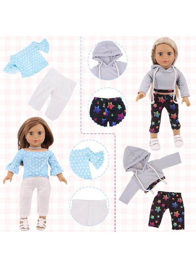 18 Pcs American 18 Inch Doll Clothes,10 Sets Girl Doll Clothing And Accessories Outfits For 18 Inch Girl Doll,Including Dress,Shorts,Swimsuits (No Doll)