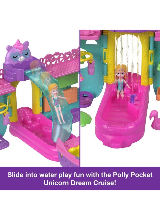 Portable Boat Playset With Water Play & Color-Change Accessories, Unicorn Dream Cruise Includes 1 Doll & 23 Total Pieces