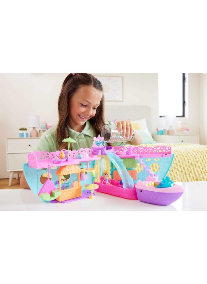 Portable Boat Playset With Water Play & Color-Change Accessories, Unicorn Dream Cruise Includes 1 Doll & 23 Total Pieces