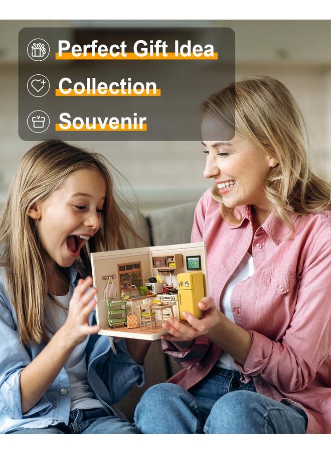 Miniature House Kit,Diy Dollhouse Kit To Build For Adults,Tiny Room With Mini Furniture,Adult Craft Kits Teen Girl Gifts On Birthday Christmas-Happy Meals Kitchen