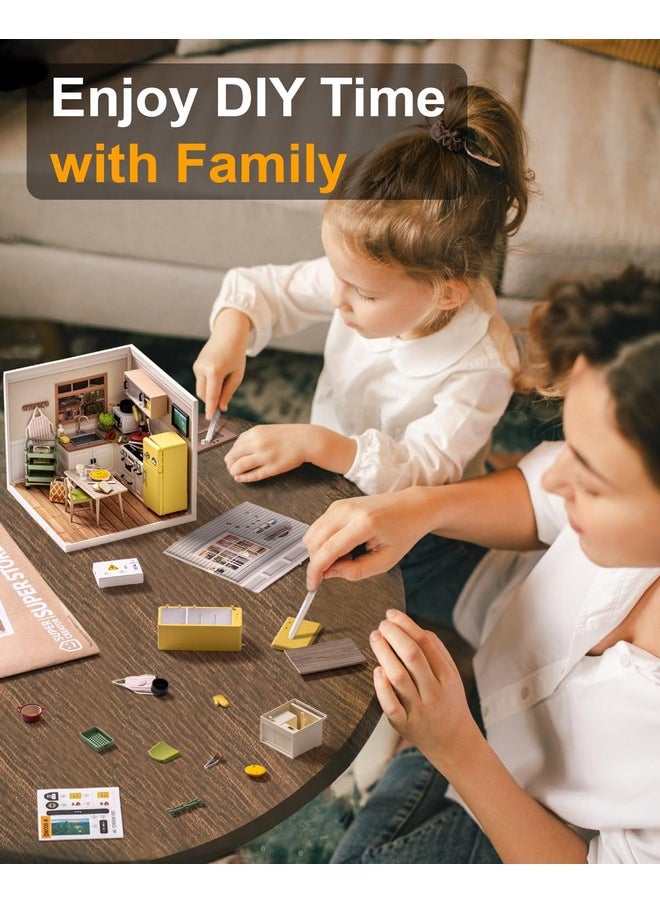 Miniature House Kit,Diy Dollhouse Kit To Build For Adults,Tiny Room With Mini Furniture,Adult Craft Kits Teen Girl Gifts On Birthday Christmas-Happy Meals Kitchen