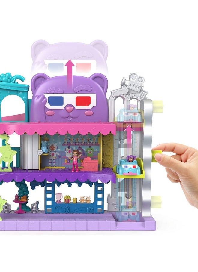 Pollyville Dolls & Playset, Drive-In Movie Theater With 2 Micro Dolls, 1 Toy Car & 11 Accessories