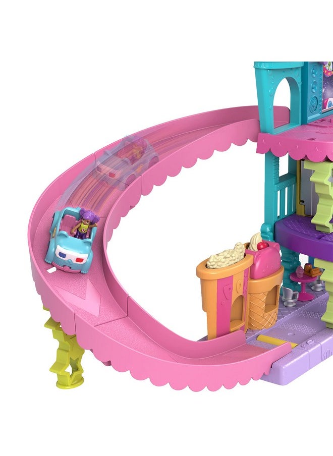 Pollyville Dolls & Playset, Drive-In Movie Theater With 2 Micro Dolls, 1 Toy Car & 11 Accessories