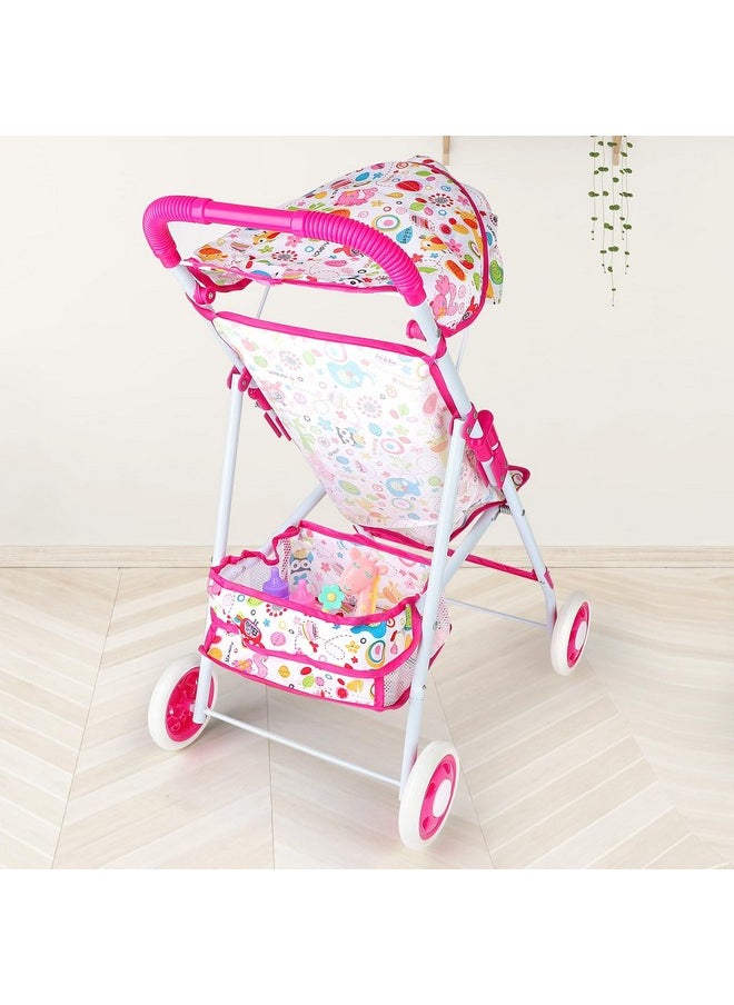 Baby Doll Stroller Set Baby Doll Accessories With Feeding Bottle Simulated Juice Milk And Rattle Toy Foldable Doll Stroller For Toddler Kids Boys Girls,For 12In 14In 16In Doll