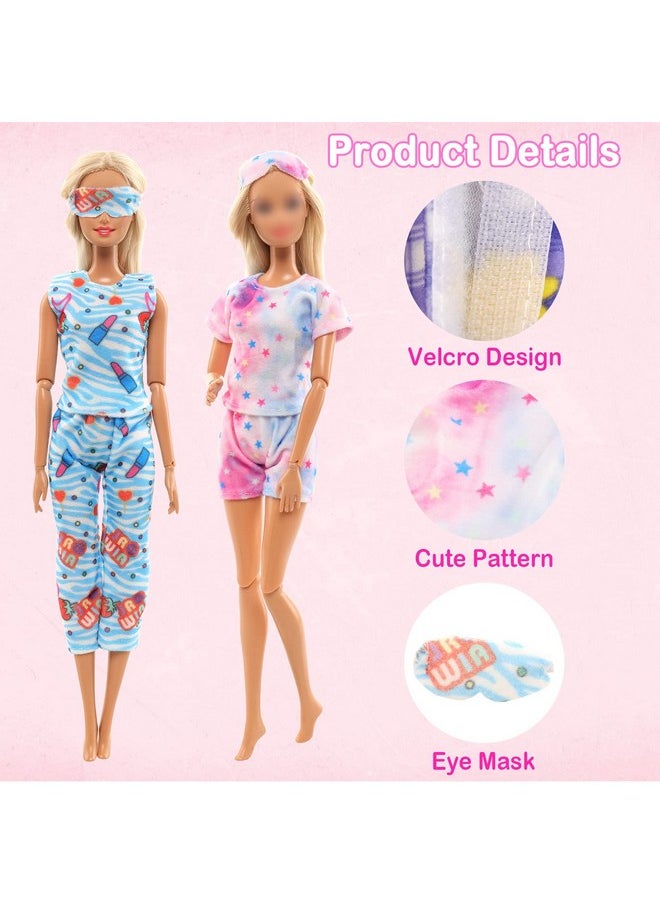 4 Sets Doll Pajamas Party Clothes Sleepwear Casual Bedtime Suit With Eye Masks For 11.5 Inch Girls Doll…