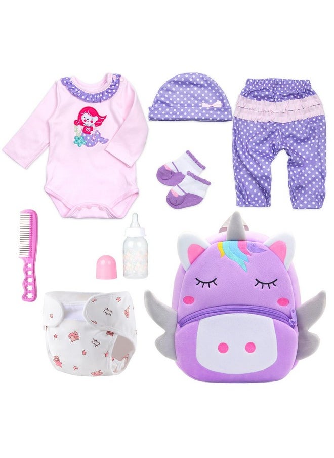 8 Pcs Reborn Baby Girl Doll Clothes Outfit Accessories With Backpack Fit For 17-22 Inch Reborn Doll Newborn Baby Girl