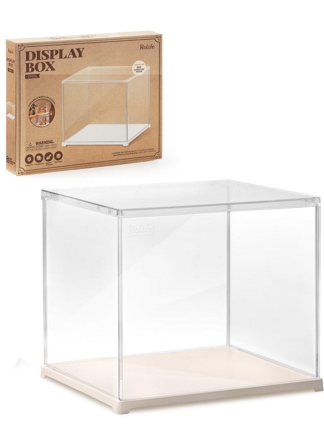 Clear Acrylic Display Case For Hobby Collectibles, Easy Assemble Dust Cover Showcase Clear Storage Bins, Stackable Storage Plastic Box With Wooden Base