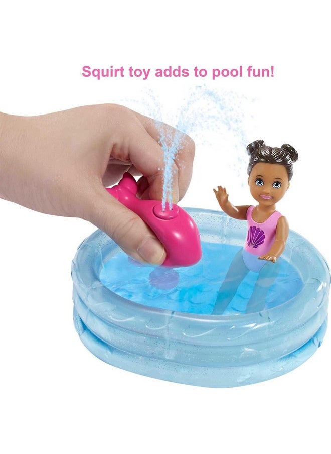 Skipper Babysitters Inc Playset With Skipper Doll Colorchange Small Doll Pool Squirt Whale Toy & Accessories