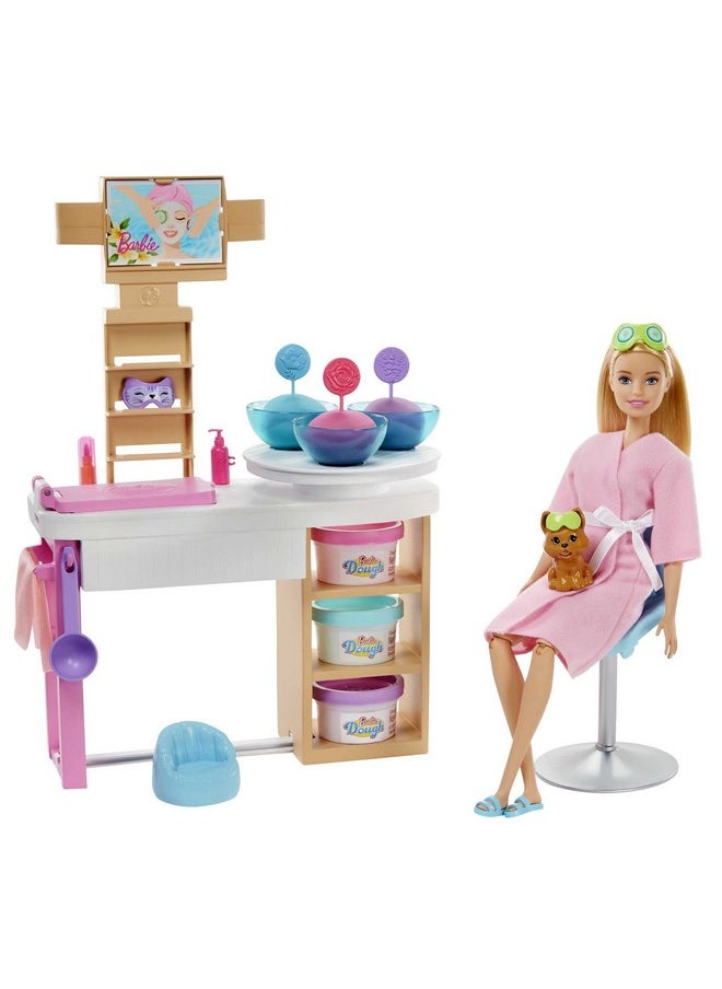 Spa Day Toy Playset With Blonde Doll & 10+ Accessories Including Puppy Spa Station Face Mask Mold & Dough