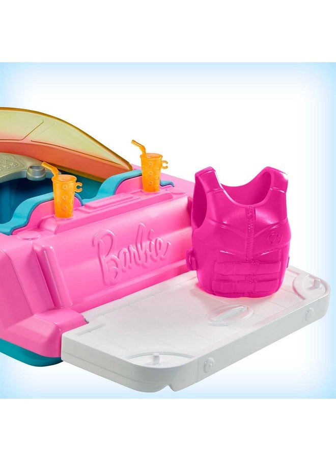 Doll And Boat Playset With Pet Puppy Life Vest And Beverage Accessories Fits 3 Dolls And Floats In Water