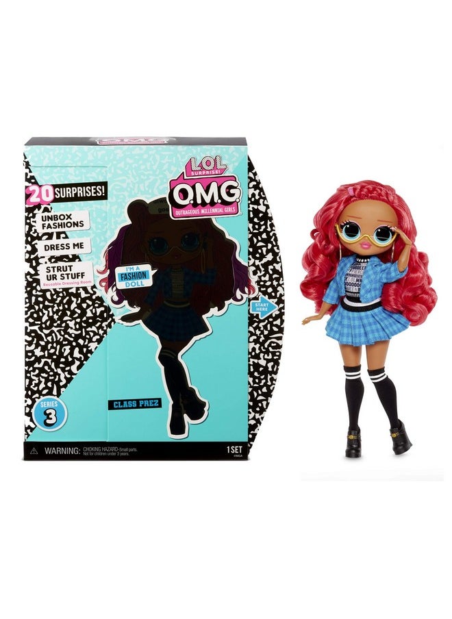 Lol Surprise Omg Series 3 Class Prez Fashion Doll With 20 Surprises Including Exclusive Doll Outfit Shoes Accessories Hat Purse Hairbrush Doll Stand Closetdress Room Playset Kids 415 Years