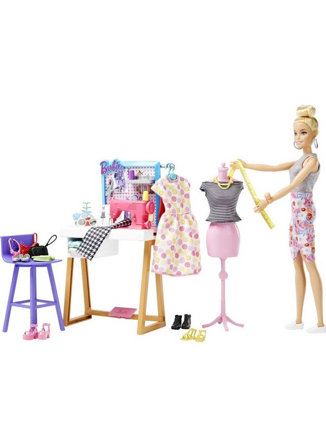 Fashion Designer Doll & 25+ Accessories Studio Playset Includes Furniture Sewing Machine & Mannequin Blonde Doll