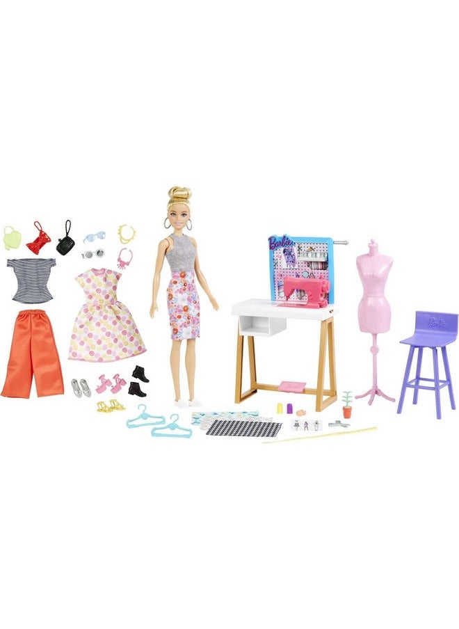 Fashion Designer Doll & 25+ Accessories Studio Playset Includes Furniture Sewing Machine & Mannequin Blonde Doll