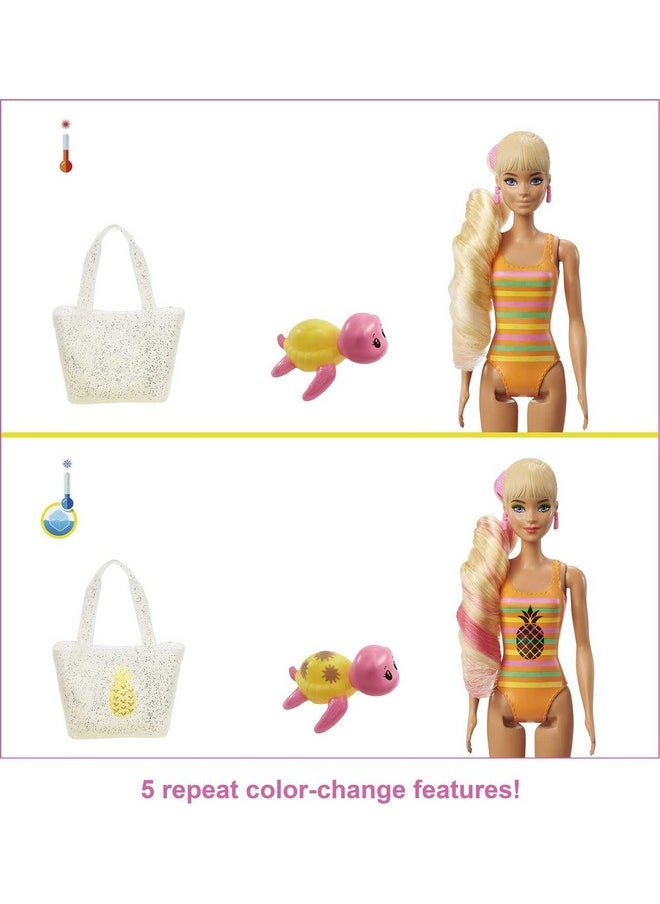 Color Reveal Foam Doll & Pet Friend With 25 Surprises Scented Bubble Solution Outfits Hair Extension Kid Bracelet & Charm Hidden In Sand; Sunny Pineappletheme; For Kids 3 Years & Up