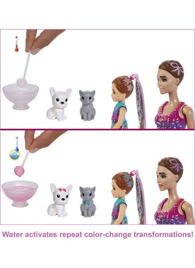 Barbie Color Reveal Surprise Party Set With 50+ Surprises 1 Barbie Doll 1 Chelsea Doll 2 Pets 6 Colorchange Activations Accessories & More Dance Partythemed Set Gift For Kids 3 Years Old +