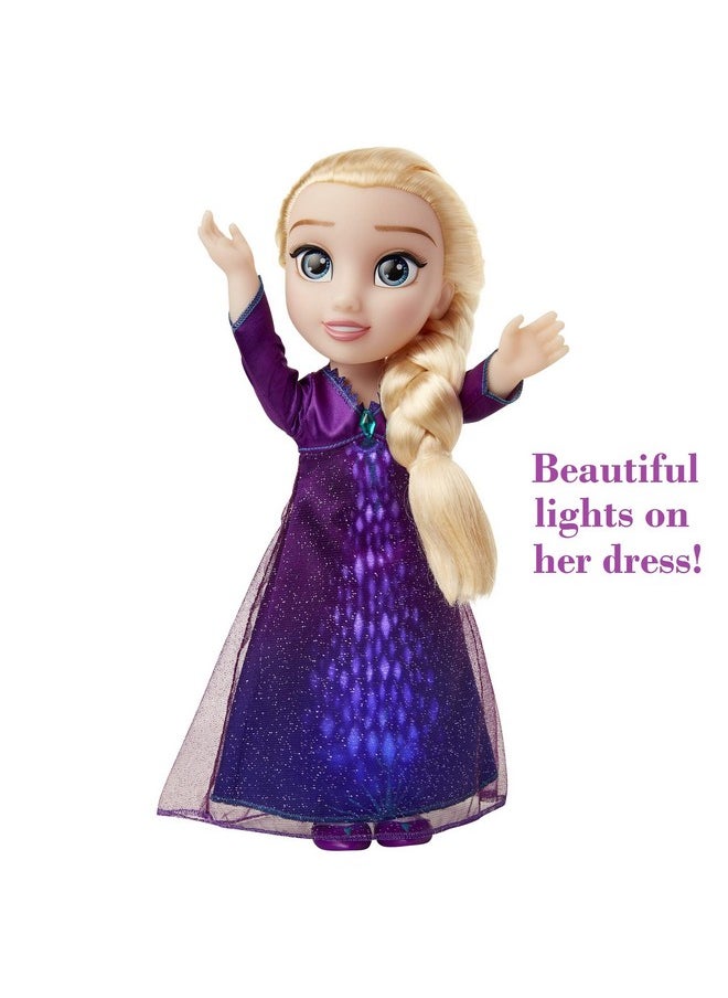 2 Elsa Musical Doll Sings Into The Unknown Features 14 Film Phrases Dress Lights Up Ages 3+ 14 In