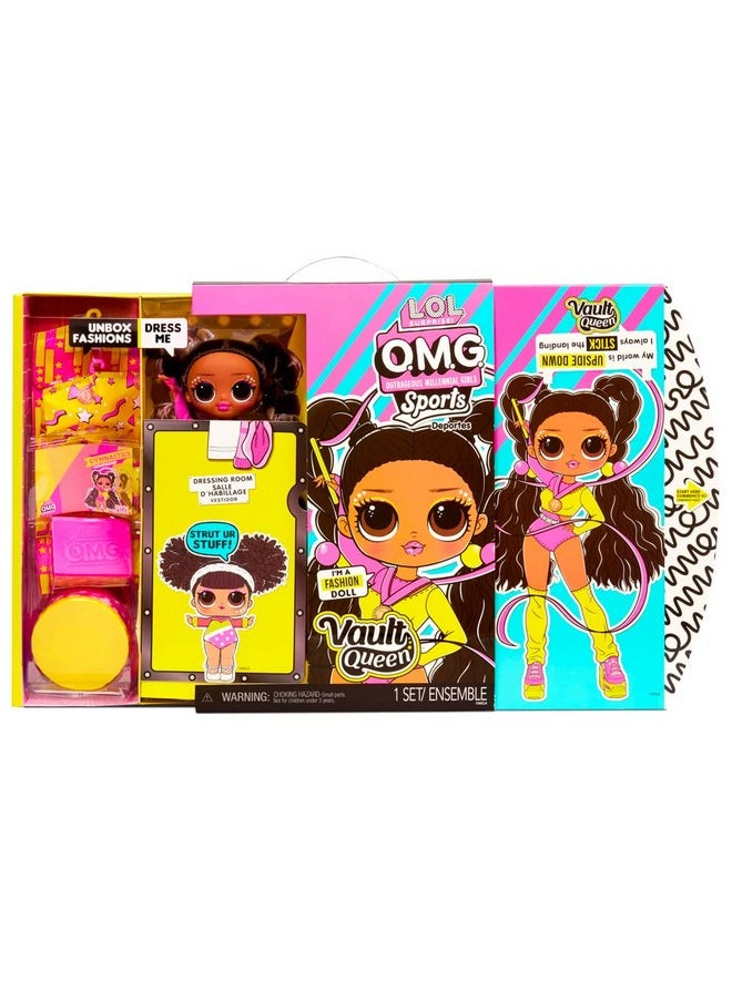 Omg Sports Vault Queen Artistic Gymnastics Fashion Doll With 20 Surprises Including Sparkly Accessories & Reusable Playset Posable Gift For Kids Toys For Girls Boys Ages 4 5 6 7+