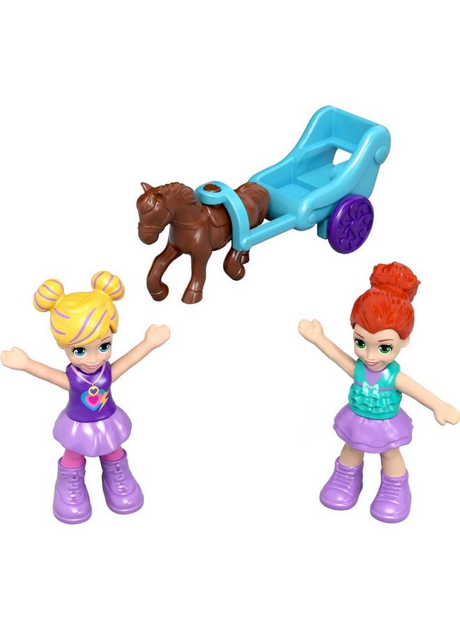 Playset With 2 Micro Dolls & Surprise Accessories Music Toy With Ballet Theme Pocket World Tiny Twirlin' Music Box