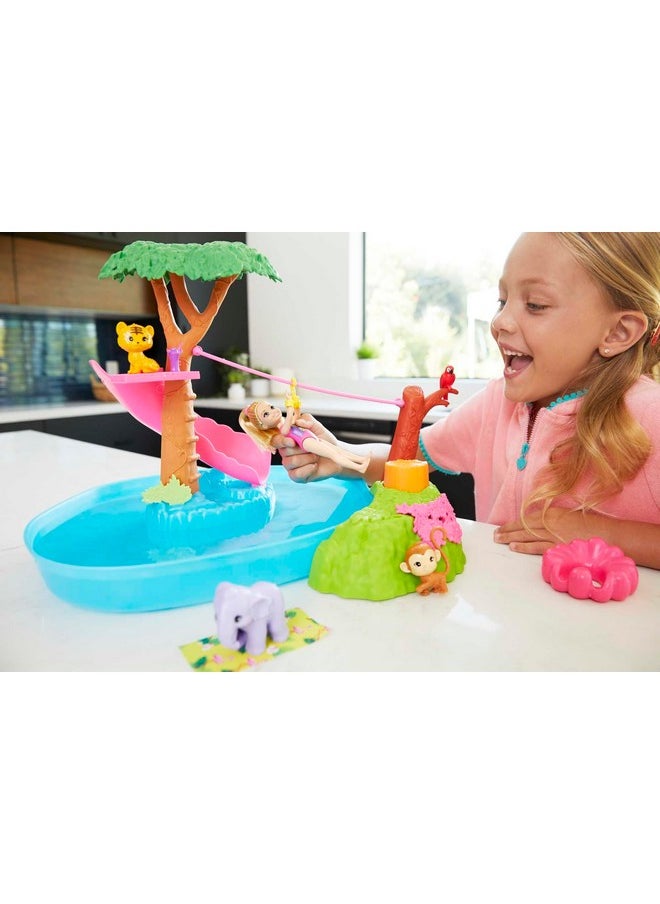 And Chelsea The Lost Birthday Splashtastic Pool Surprise Playset With Chelsea Doll (6In) 3 Baby Animals Slide Zipline & Accessories Gift For 3 To 7 Year Olds