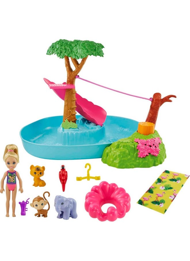 And Chelsea The Lost Birthday Splashtastic Pool Surprise Playset With Chelsea Doll (6In) 3 Baby Animals Slide Zipline & Accessories Gift For 3 To 7 Year Olds