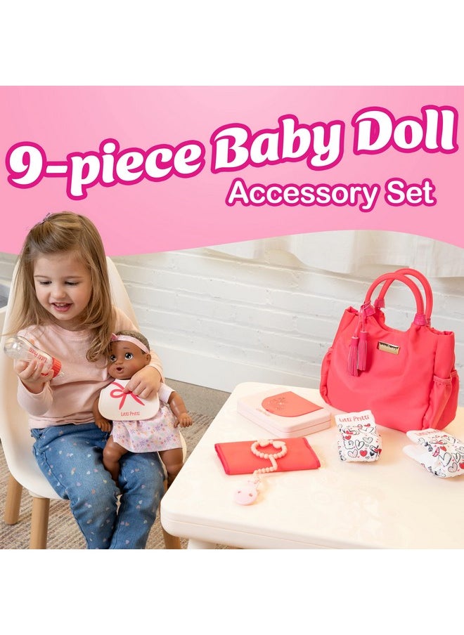 Baby Doll Accessories Diaper Bag Set Premier Playtime Playset For Baby Dolls Baby Doll Diapers Magic Bottle Wipes & More Toy For 3 4 5 6 7 8 Year Old Gifts For Toddler Girls