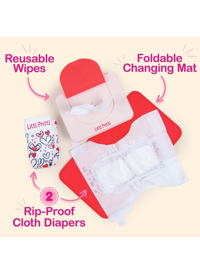 Baby Doll Accessories Diaper Bag Set Premier Playtime Playset For Baby Dolls Baby Doll Diapers Magic Bottle Wipes & More Toy For 3 4 5 6 7 8 Year Old Gifts For Toddler Girls