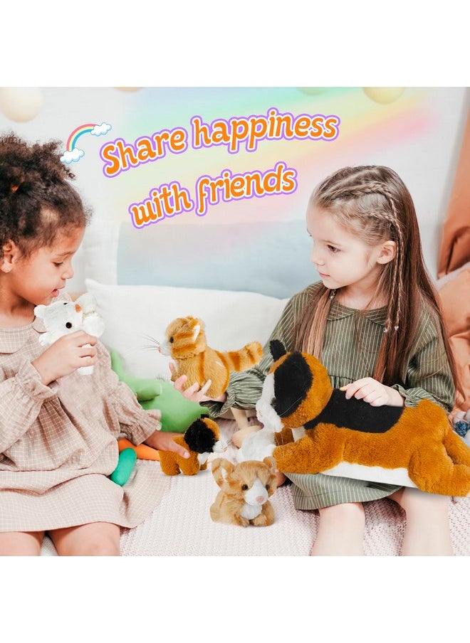 5 Pieces Cat Stuffed Animal With Kittens Plush Toy Set,Mommy Cat With 4 Plush Kittens,Cat With Babies Inside,Kitty Surprise,Parent-Child Stuffed Animals Presents For Kids Girls Boys,17''