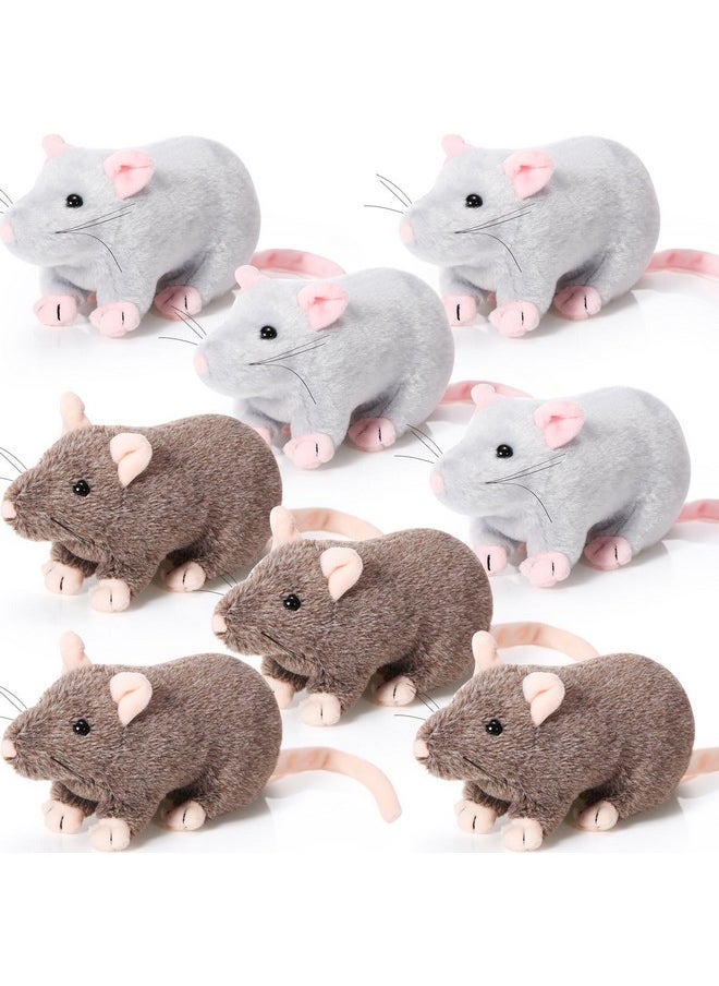 8 Pcs Rat Plush Stuffed Animal 7 Inch Realistic Mouse Plush Brown Gray Fake Rat Cuddly Mouse Plushies For Halloween Christmas Birthday Party Favor Gifts Animal Event Scary Party Tricky Toys