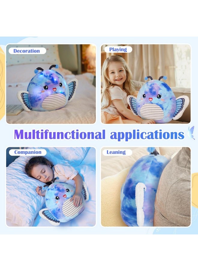 12” Blue Light Up Butterfly Plush Pillow With Led Blue Butterfly Stuffed Animal Plush Toy Plushie Toy Squishy Pillow Birthday Christmas Valentine Presents For Kids Boys Girls