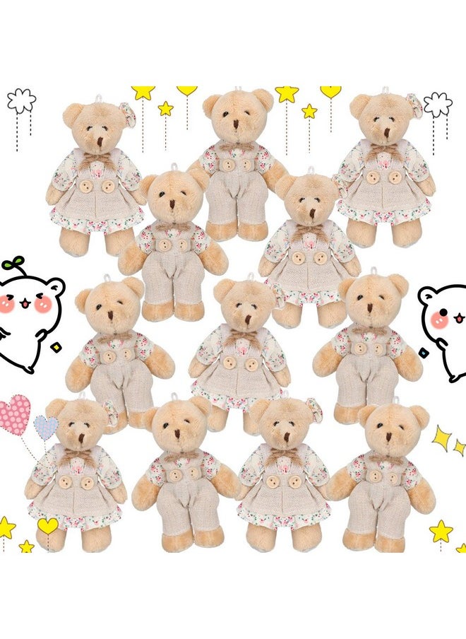 12 Pieces Mini Bear Stuffed Animals Plush Bears Mini Couple Bear With Burlap Clothes Little Bear Toys For Birthday Wedding Decorations Christmas Party Favors Supplies (Fresh Stylemulticolored)