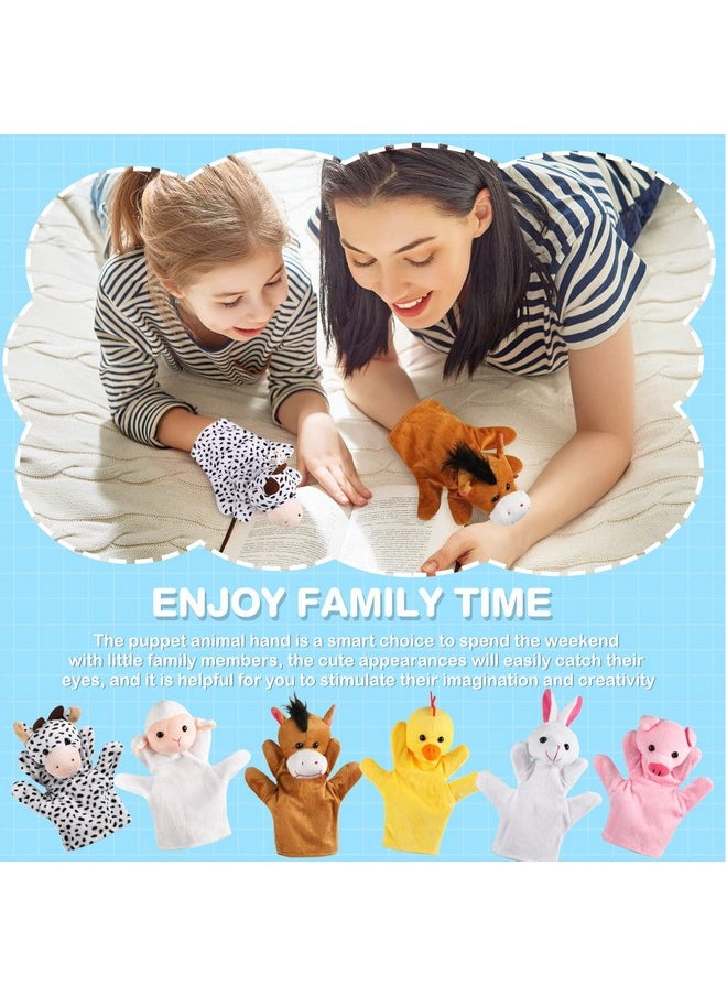 6 Pcs Barn Buddies Hand Puppets Farm Animal Plush Toy Hand Puppets Includes Bunny, Cow, Sheep, Horse, Chicken, Piggy For Toddlers And Kids Ages 2+