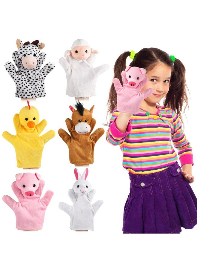 6 Pcs Barn Buddies Hand Puppets Farm Animal Plush Toy Hand Puppets Includes Bunny, Cow, Sheep, Horse, Chicken, Piggy For Toddlers And Kids Ages 2+