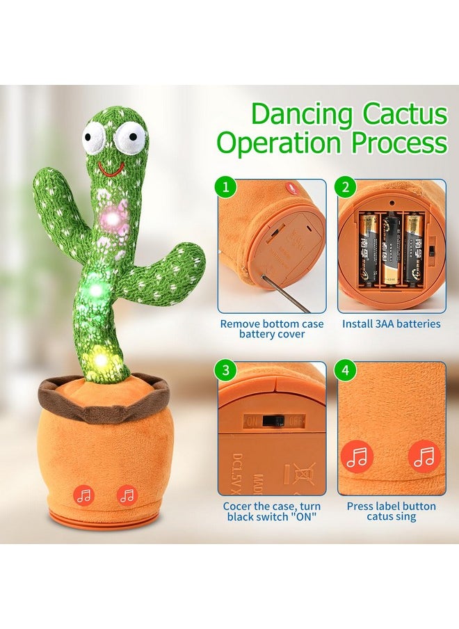 Dancing Talking Cactus Toy For Baby Toddler, Boys Girls Gifts Singing Mimicking Cactus Toy Recording Repeating What You Say Cactus Baby Toy With 120 English Songs
